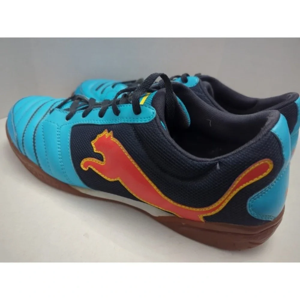 Puma Powercat 4.12 Sala Blue Indoor Soccer Shoes Cleats‎ Men's Sz 10